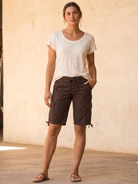 prAna Gorpcore Brown Cargo Shorts Sz 4 Cabincore Utility Hiking Long Y2K Bermuda